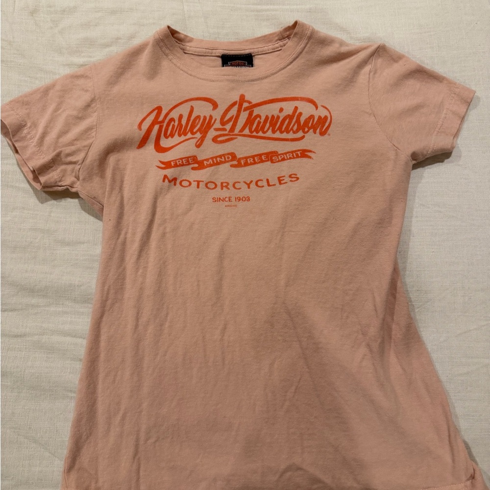 Harley-Davidson Peach Tee with Orange Logo